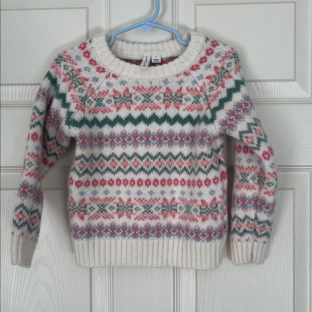 Janie and Jack Pink and Cream Knit Sweater